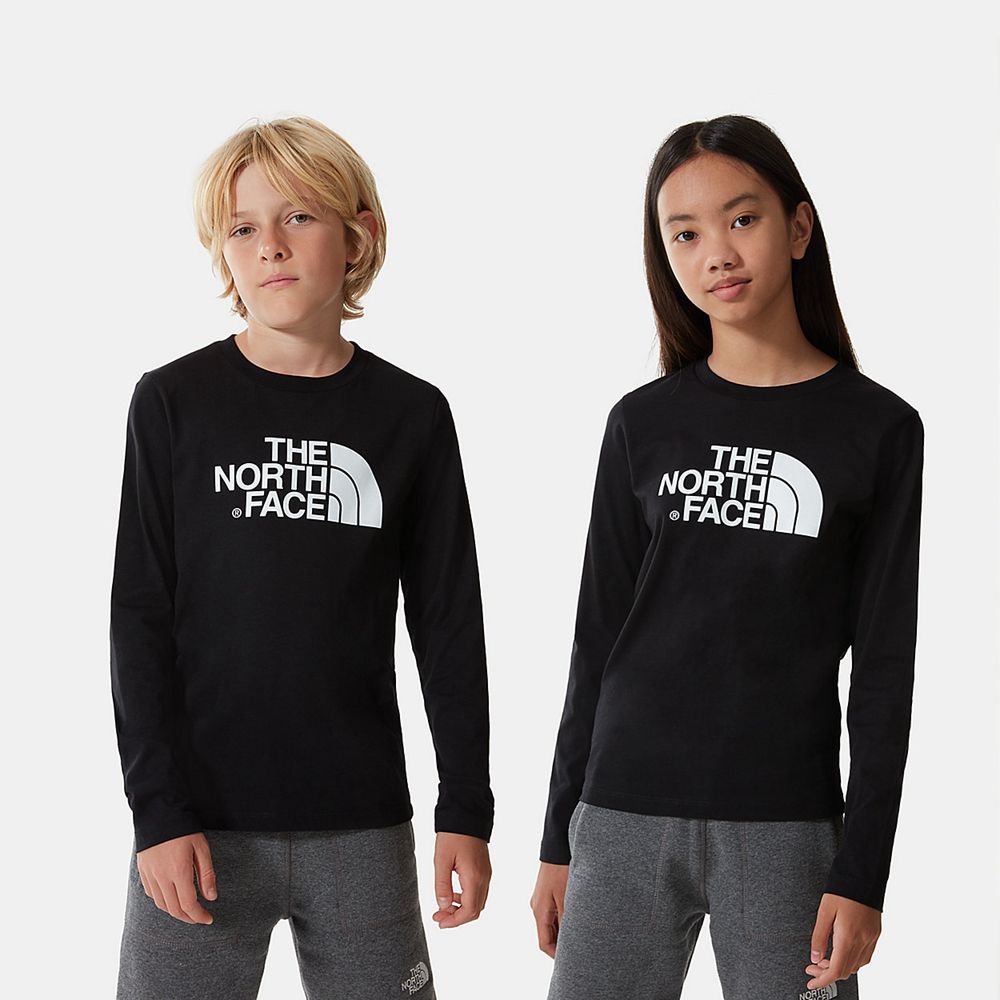 The North Face Long Sleeve Girls Australia - The North Face Easy Long-Sleeve Black / White (WSU-9301